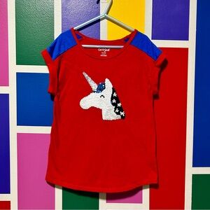 Cat & Jack American sequin flip unicorn patriotic size medium 7/8